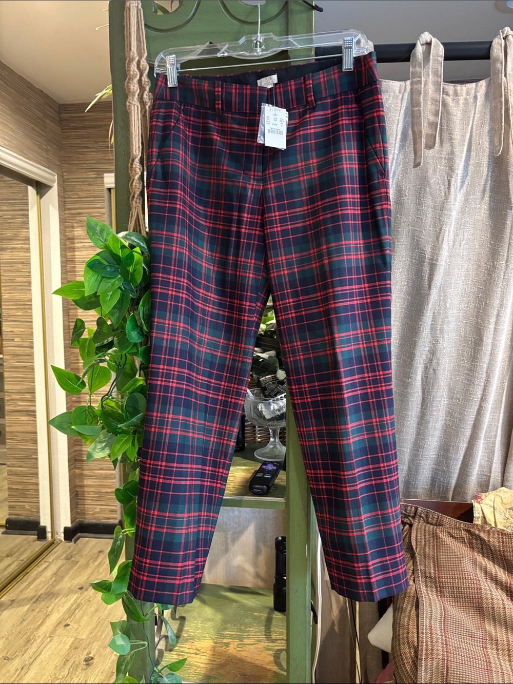 NEW NWT J. Crew Tartan Plaid Wool Trouser Pants red blue green 2